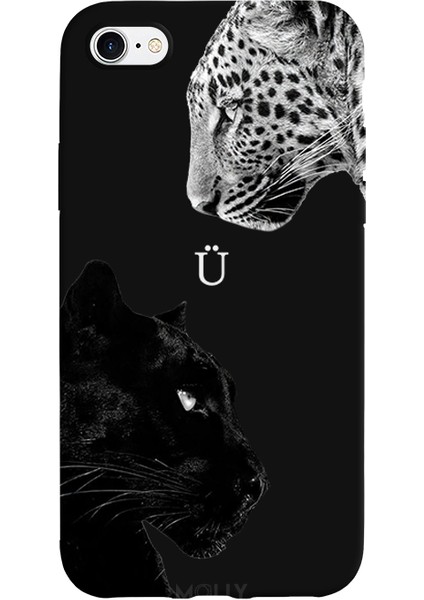 iPhone 7 Için Siyah Ü Harfli Wild Lovers Desenli Silikon Kılıf