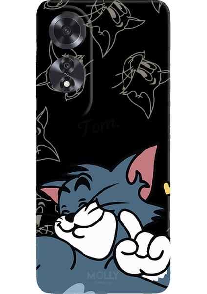 Oppo A60 Için Siyah Tom Dino Desenli Silikon Kılıf