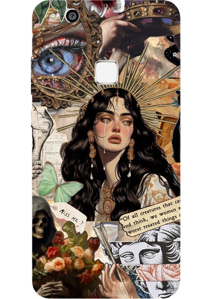 Huawei P10 Lite Için Siyah Crowning Sorrow Desenli Silikon Kılıf