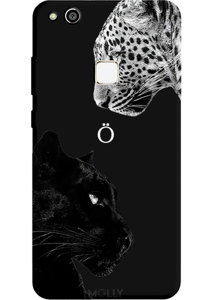 Huawei P10 Lite Için Siyah Ö Harfli Wild Lovers Desenli Silikon Kılıf
