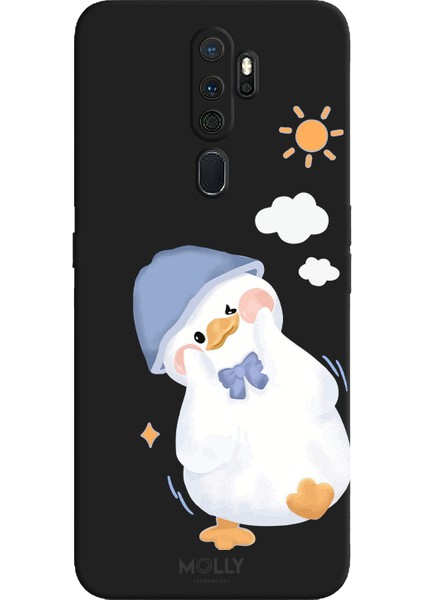 Oppo A5 2020 Için Siyah Sunny Duck Desenli Silikon Kılıf