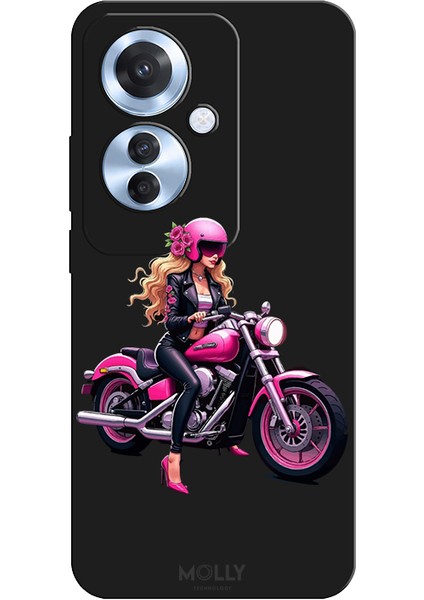 Oppo Reno 11F 5g Için Siyah Pink Rider Desenli Silikon Kılıf