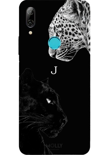 Huawei P Smart 2019 Için Siyah J Harfli Wild Lovers Desenli Silikon Kılıf