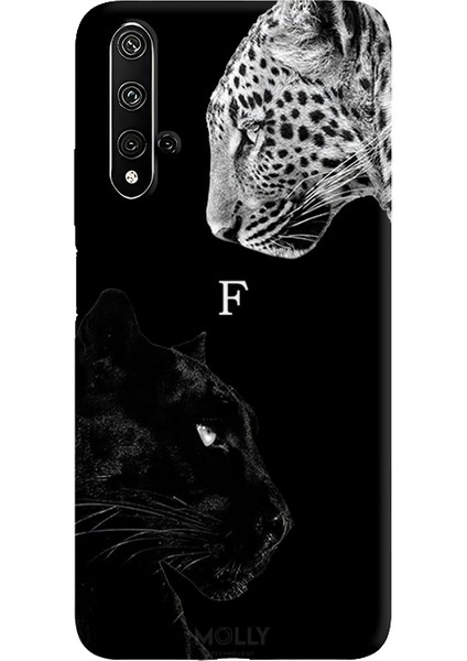 Huawei Nova 5t Için Siyah F Harfli Wild Lovers Desenli Silikon Kılıf