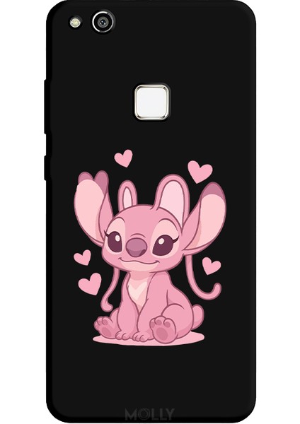 Huawei P10 Lite Için Siyah Angel Desenli Silikon Kılıf