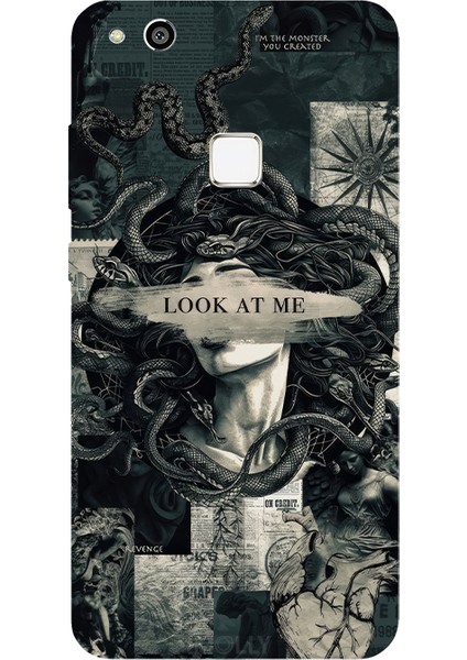 Huawei P10 Lite Için Siyah Medusa's Gaze Desenli Silikon Kılıf
