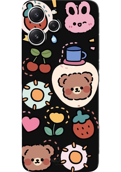 Xiaomi Redmi 12 Için Siyah Sunny Bears Desenli Silikon Kılıf