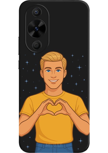 Huawei Nova 12 Se Için Siyah Golden Heart Desenli Silikon Kılıf