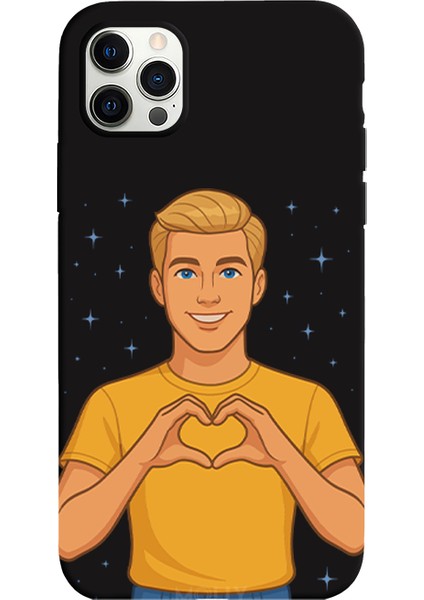 iPhone 11 Pro Max Için Siyah Golden Heart Desenli Silikon Kılıf