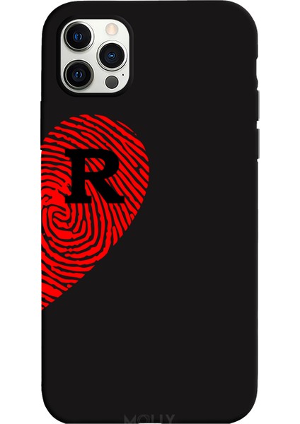 iPhone 11 Pro Max Için Siyah R-Harfli Touch Of love Desenli Silikon Kılıf