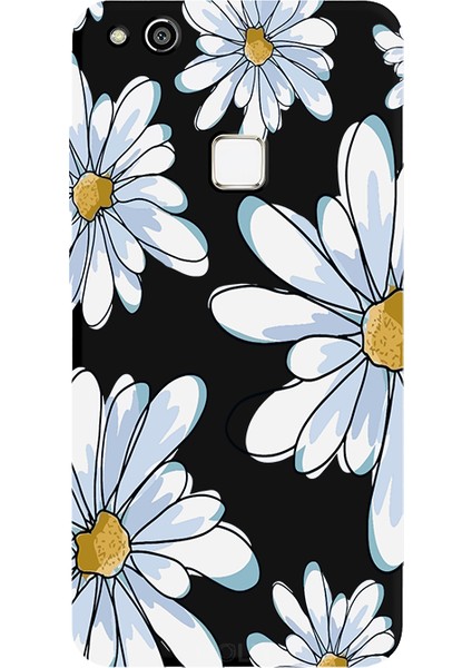 Huawei P10 Lite Için Siyah Soft Petals Desenli Silikon Kılıf