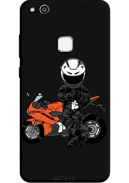Huawei P10 Lite Için Siyah Cool Rider Desenli Silikon Kılıf