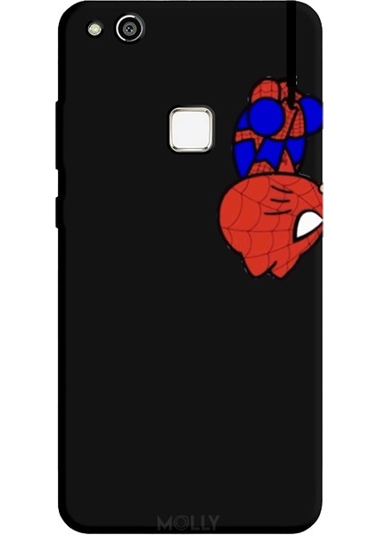 Huawei P10 Lite Için Siyah Mini Spider Desenli Silikon Kılıf