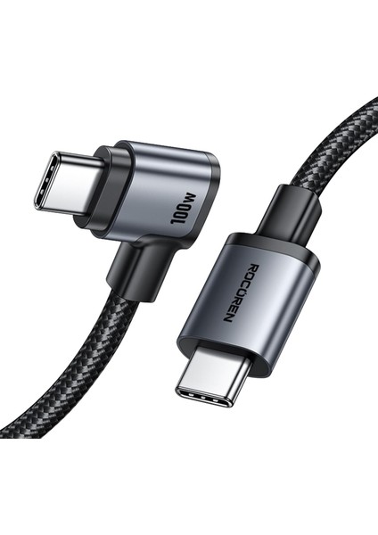 100w Type-C To Type-C 90° Örgülü Pd Hızlı Şarj Ve Data Kablosu 1 Metre