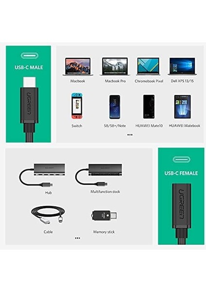 MT01925 Thunderbolt 3 Type-C Erkek To Type-C Dişi Uzatma Kablosu 50 cm fiyatları