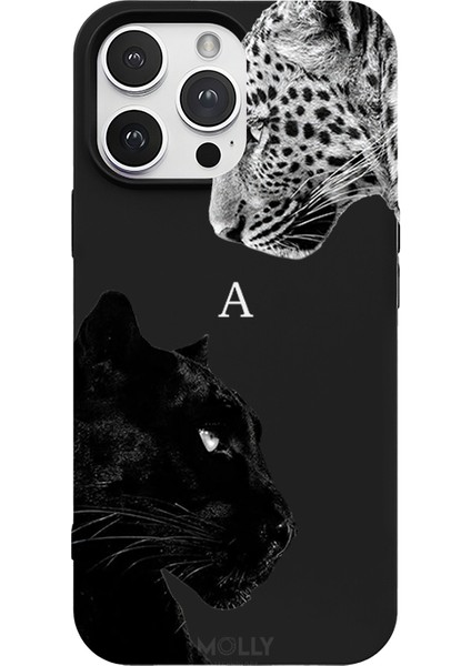 iPhone 15 Pro Için Siyah A Harfli Wild Lovers Desenli Silikon Kılıf