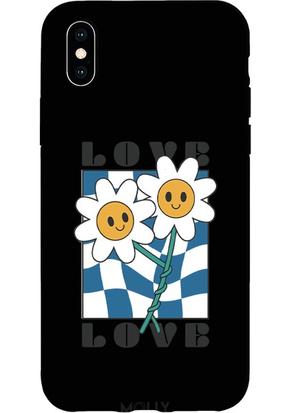 iPhone x Için Siyah Twisted Love Desenli Silikon Kılıf