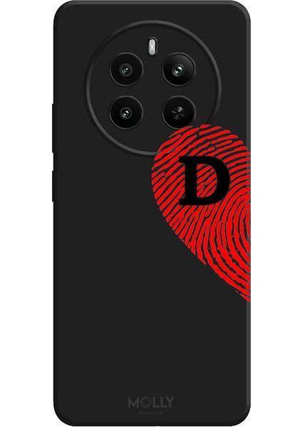 Realme 12 Pro Plus Için Siyah D Harfli Touch Of love Desenli Silikon Kılıf