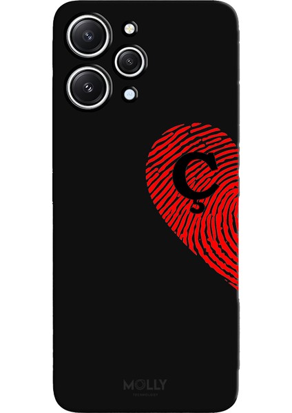 Xiaomi Redmi 12 Için Siyah Ç Harfli Touch Of love Desenli Silikon Kılıf