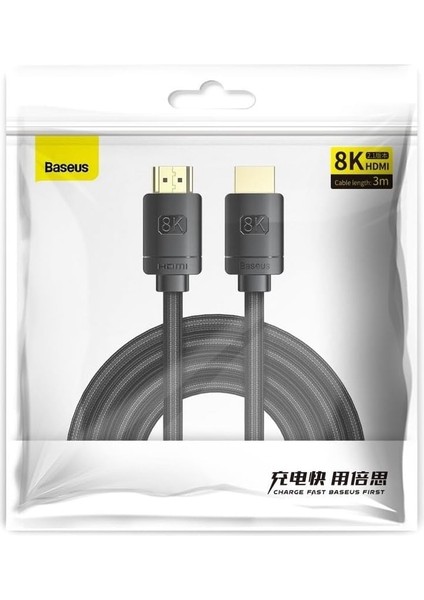 High Definition Serisi Hdmı 8k To Hdmı 8k Görüntü Aktarma Kablosu, 3m, Siyah