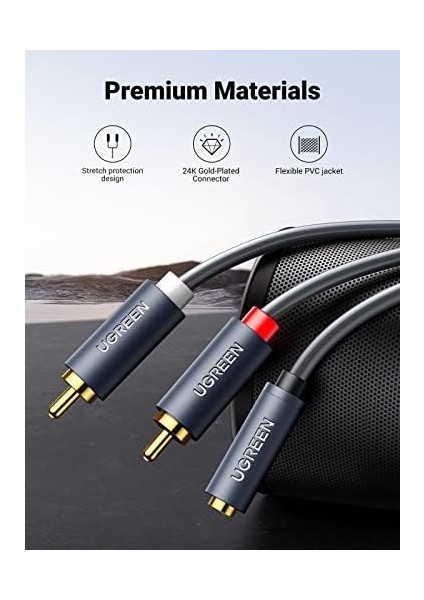 3.5 Mm Jack Girişi Aux To 2 Rca Ses Aktarma Kablosu 1 Metre modelleri