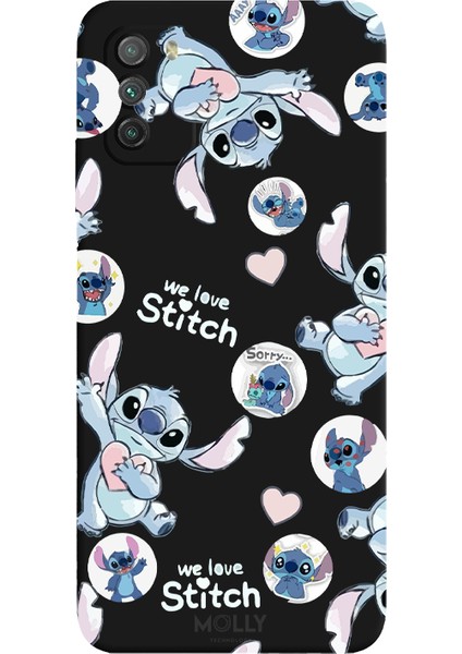 Poco M3 Için Siyah We Love Stitch Desenli Silikon Kılıf