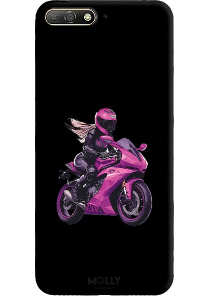 Huawei Y6 2018 Için Siyah Pink Rush Desenli Silikon Kılıf