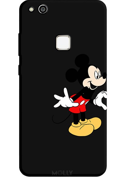 Huawei P10 Lite Için Siyah Mickey Wave Desenli Silikon Kılıf