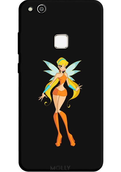 Huawei P10 Lite Için Siyah Sun Fairy Desenli Silikon Kılıf