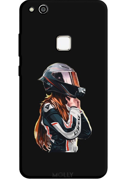 Huawei P10 Lite Için Siyah Race Queen Desenli Silikon Kılıf