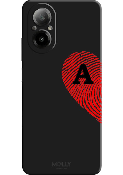 Realme 12 Lite Için Siyah A Harfli Touch Of love Desenli Silikon Kılıf