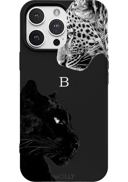 iPhone 13 Pro Için Siyah B Harfli Wild Lovers Desenli Silikon Kılıf