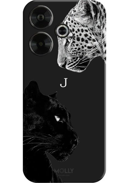 Xiaomi Redmi 13 4g Için Siyah J Harfli Wild Lovers Desenli Silikon Kılıf