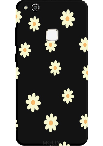 Huawei P10 Lite Için Siyah Sunny Dots Desenli Silikon Kılıf
