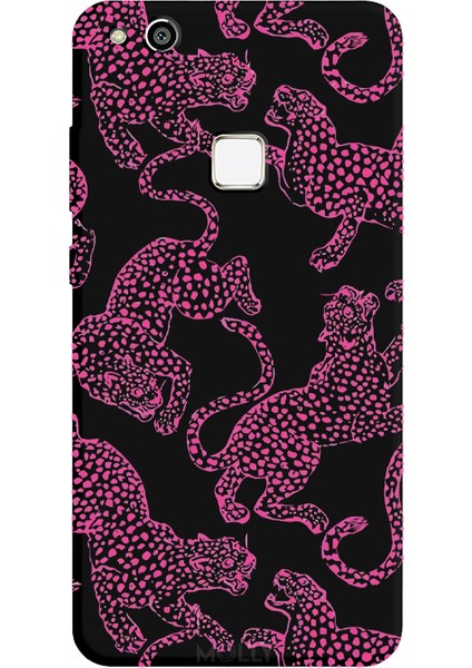 Huawei P10 Lite Için Siyah Pink Roar Desenli Silikon Kılıf