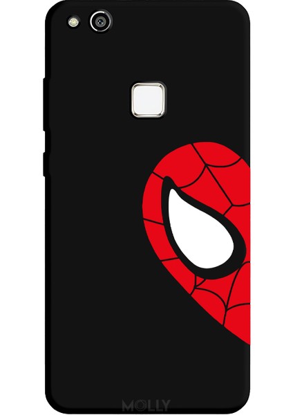Huawei P10 Lite Için Siyah Heart Spider-Man Desenli Silikon Kılıf