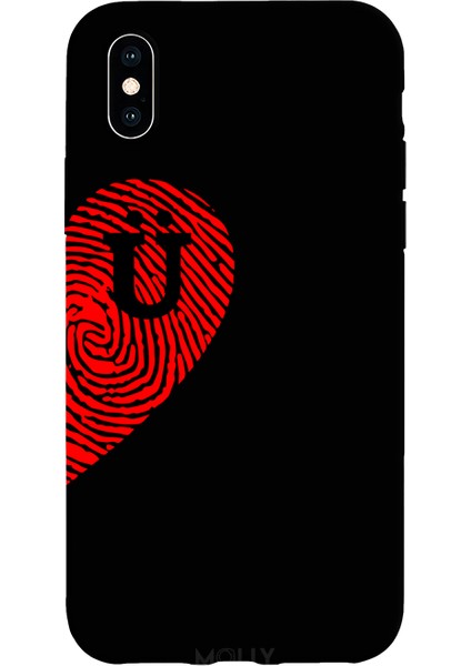 iPhone x Için Siyah Ü-Harfli Touch Of love Desenli Silikon Kılıf