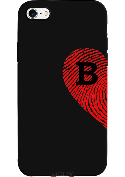 iPhone 8 Için Siyah B Harfli Touch Of love Desenli Silikon Kılıf