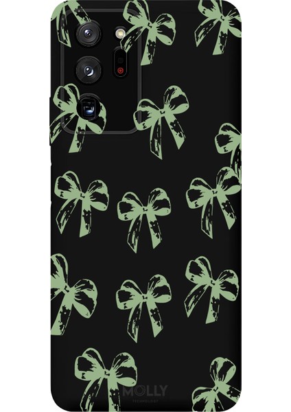 Samsung Galaxy Note 20 Ultra Için Siyah Sage Bows Desenli Silikon Kılıf
