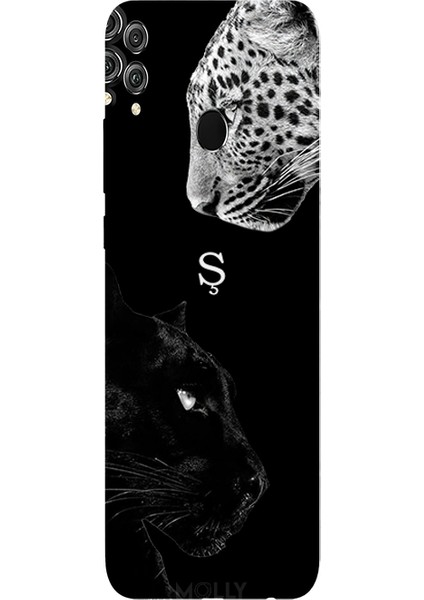 Honor 8c Için Siyah Ş Harfli Wild Lovers Desenli Silikon Kılıf