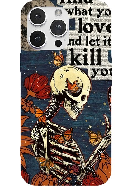 iPhone 13 Pro Max Için Siyah Deadly Bloom Desenli Silikon Kılıf