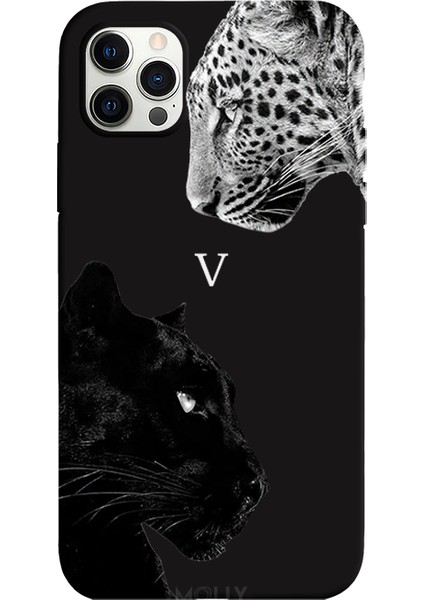 iPhone 12 Pro Max Için Siyah V Harfli Wild Lovers Desenli Silikon Kılıf