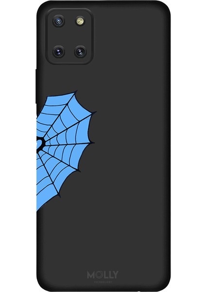 Samsung Galaxy Note 10 Lite Için Siyah Blue Spider Desenli Silikon Kılıf