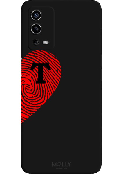 Oppo A55 4g Için Siyah T-Harfli Touch Of love Desenli Silikon Kılıf
