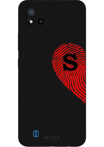 Realme C11 2021 Için Siyah S Harfli Touch Of love Desenli Silikon Kılıf