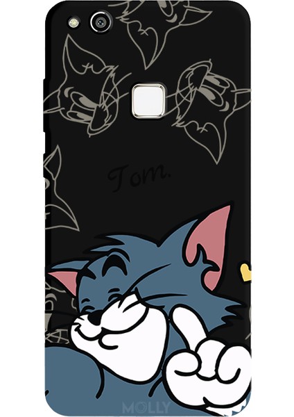 Huawei P10 Lite Için Siyah Tom Dino Desenli Silikon Kılıf