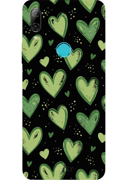 Huawei P Smart 2019 Için Siyah Yeşil Sevda Desenli Silikon Kılıf