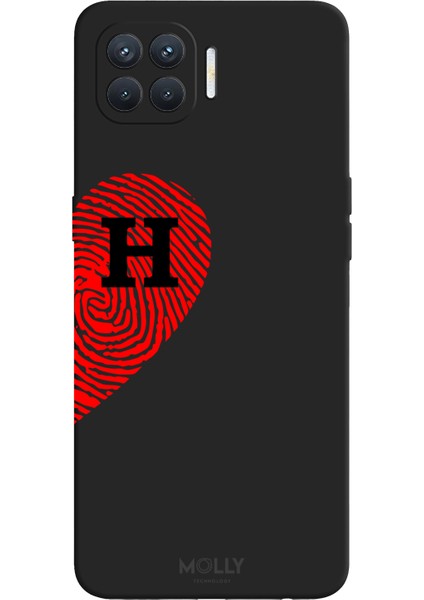 Oppo Reno 4 Lite Için Siyah H-Harfli Touch Of love Desenli Silikon Kılıf