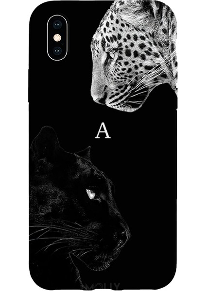 iPhone x Için Siyah A Harfli Wild Lovers Desenli Silikon Kılıf