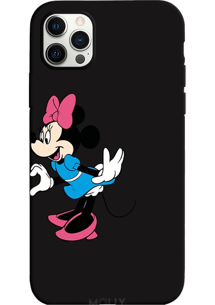iPhone 11 Pro Max Için Siyah Minnie Twirl Desenli Silikon Kılıf